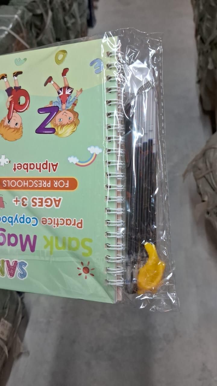 Magic Practice Copybook for Kids – 4-in-1 Reusable Handwriting Book Set with Magic Pen (Alphabet, Numbers, Math & Drawing)