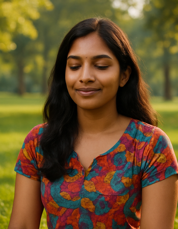 indian girl in top sitting in park