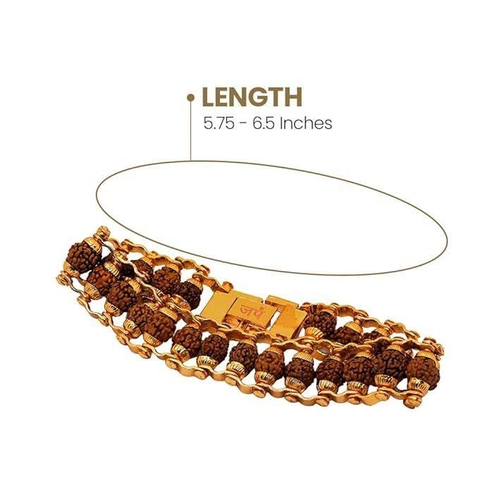 Gold Plated Modern Rudraksha Bracelet | 5 Mukhi Rudraksha Beads | Natural And Certfied Spiritual Bracelet | 10,000 SALE IN 24 HOURS