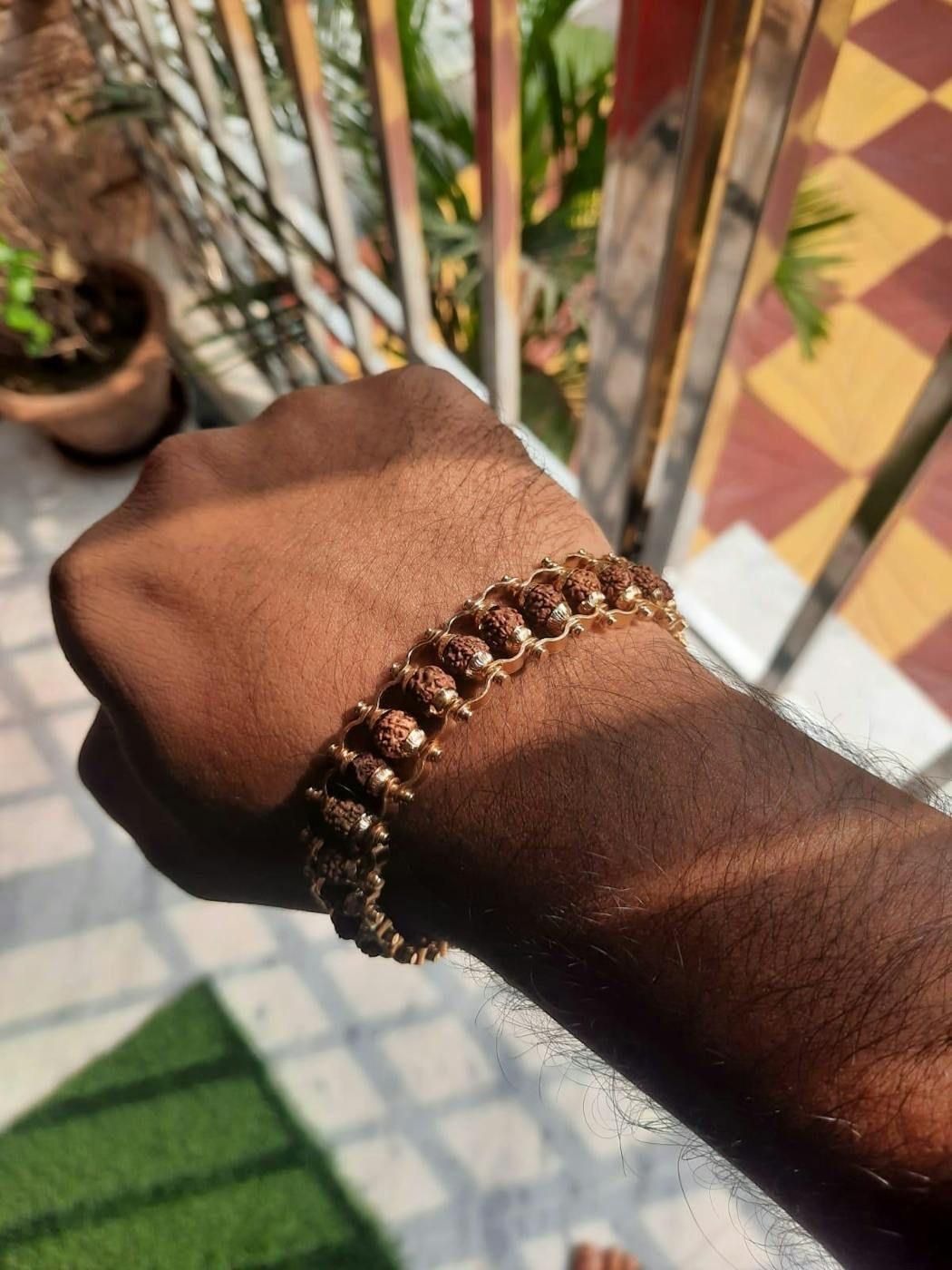 Gold Plated Modern Rudraksha Bracelet | 5 Mukhi Rudraksha Beads | Natural And Certfied Spiritual Bracelet | 10,000 SALE IN 24 HOURS