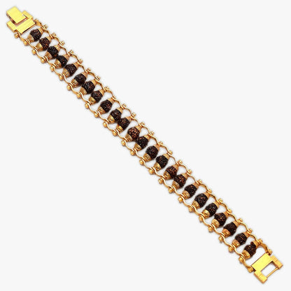 Gold Plated Modern Rudraksha Bracelet | 5 Mukhi Rudraksha Beads | Natural And Certfied Spiritual Bracelet | 10,000 SALE IN 24 HOURS