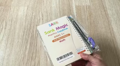 Magic Practice Copybook for Kids – 4-in-1 Reusable Handwriting Book Set with Magic Pen (Alphabet, Numbers, Math & Drawing)